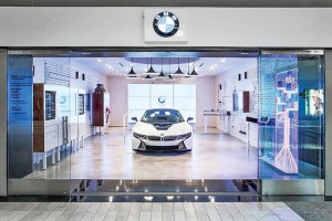 BMW pop up store with an i8 inside