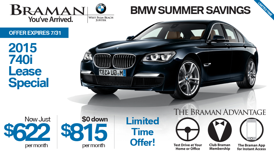 Braman BMW 740i Lease Special Offer in West Palm Beach, Florida