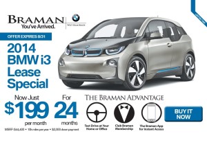 New 2014 BMW i3 lease deals at the Braman BMW dealership in Palm Beach
