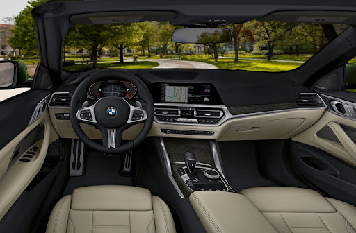 Interior view of a bmw convertible.